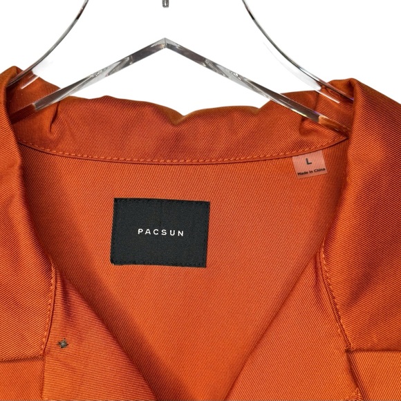 NEW PacSun Celestial Room Orange Embroidered Camp Shirt Shacket Sz L - Picture 10 of 15